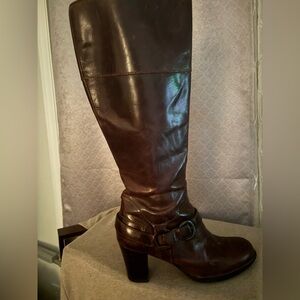 Vintage Elegant Brown Leather Knee-High Boots circa 2010